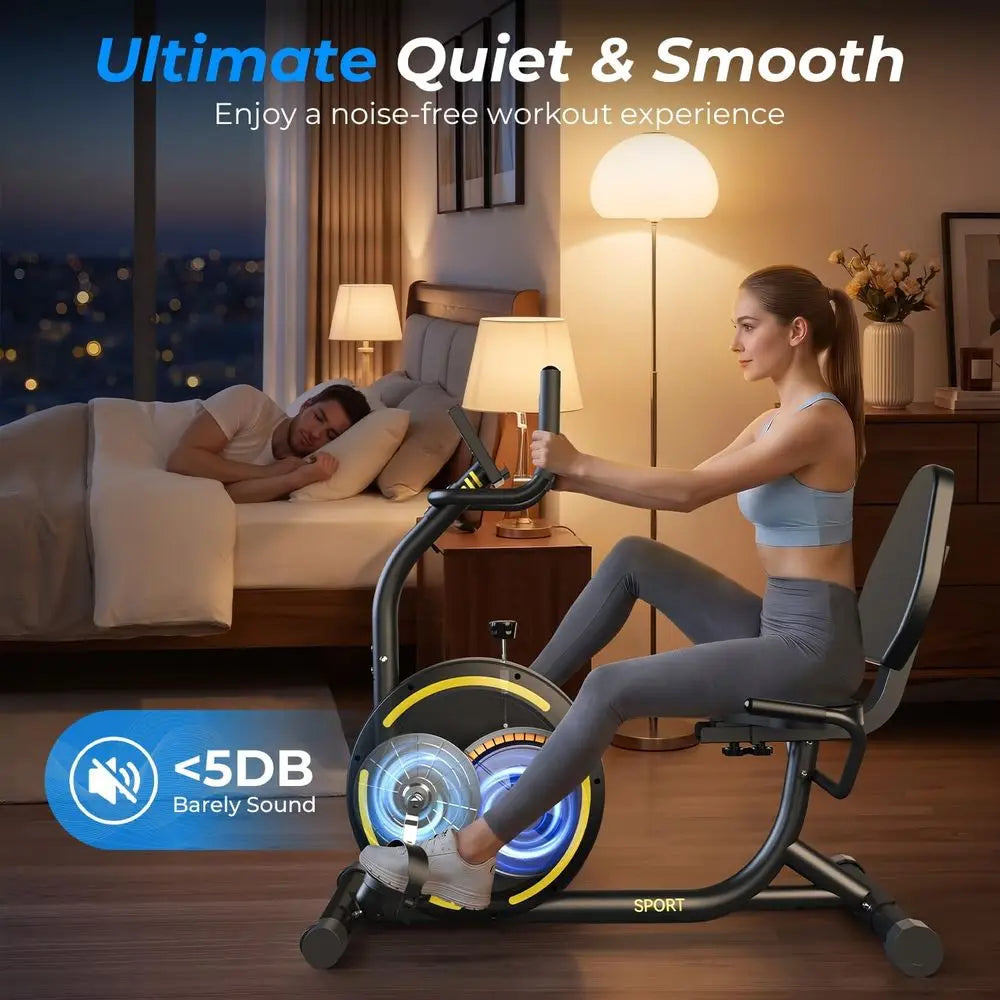 Recumbent Exercise Bike or Home Heavy-Duty Stationary Bike or Seniycle Exercise hine ycle LCD Monitor,265LBS,8 Level ResiBlack