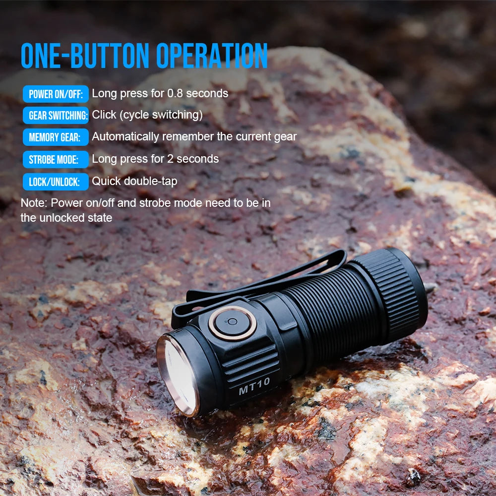 Trustfire MT10 1000 Lumens Mini Flashlight USB-C Charging Portable Rechargeable Lamp 16340 Torch with Magnet Fishing Accessories