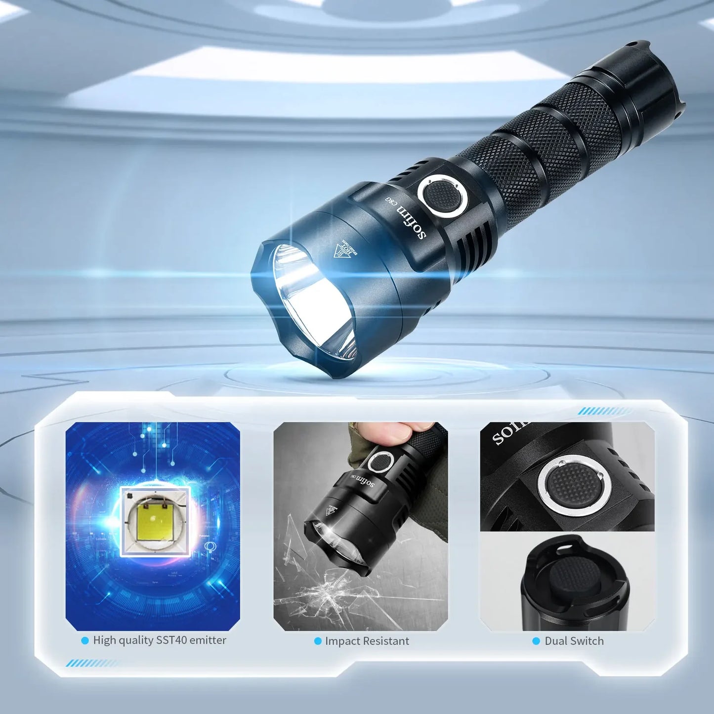 Sofirn C8G SST40 Powerful LED Flashlight 21700 Power Indicator