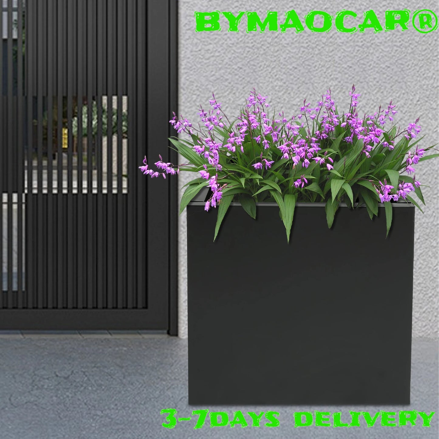 Steel Planter Box, 32x32x32" Raised Garden Bed with Pre-Drilled Hole, Decorative Outdoor Flower Pot for Yard Patio Balcony Plant