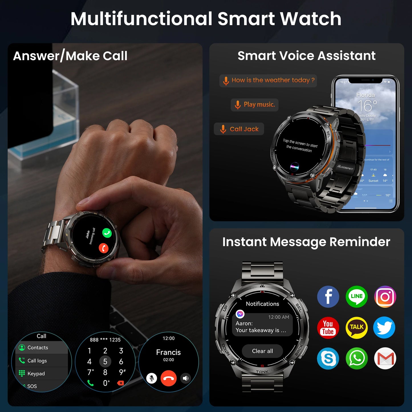 KOSPET Tank T3 Ultra 2 GPS Smartwatch With Barometer