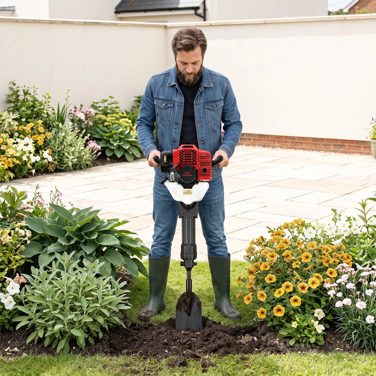2-Stroke Garden Tree Digger 52cc 1900W, Portable Tree Transplanting Tool with Impact Shovel, Root Digger for Landscaping
