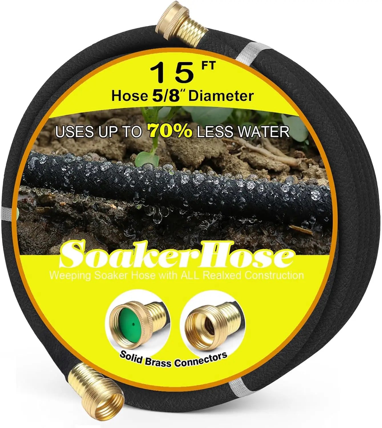 Soaker Hose With Solid Brass Connector Saves Water Up To 70 Percent For Gardens