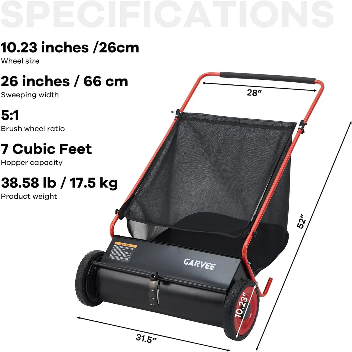 26 Inch Manual Leaf Collector Multifunctional Leaf Lawn Collector Hand Push Sweeper Cleaning Tool  for Yard Garden Cleaning Large-Capacity Mesh Hopper