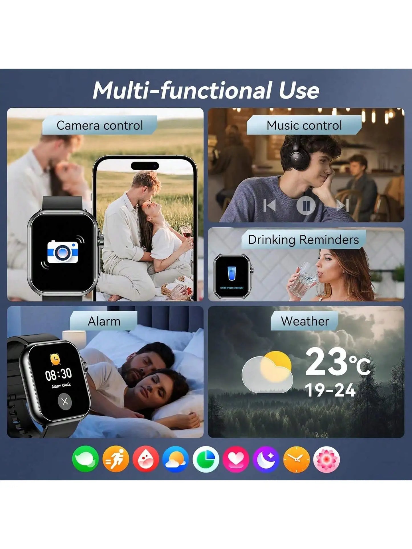 Smartwatch With Case And 7 Bands Bluetooth Calling Fitness Tracker