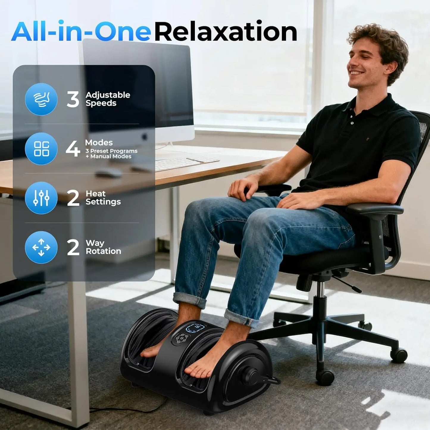 HTM Electric Foot Calf Massager Shiatsu Three Levels