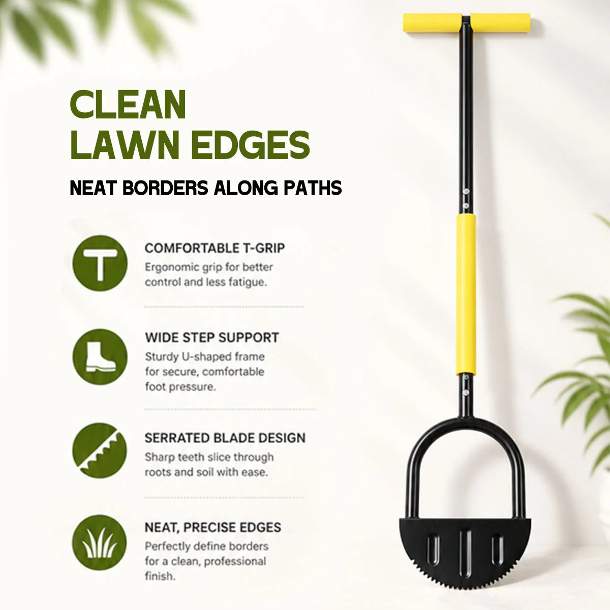 Heavy Duty Half Moon Lawn Edger With Serrated Blade Ergonomic