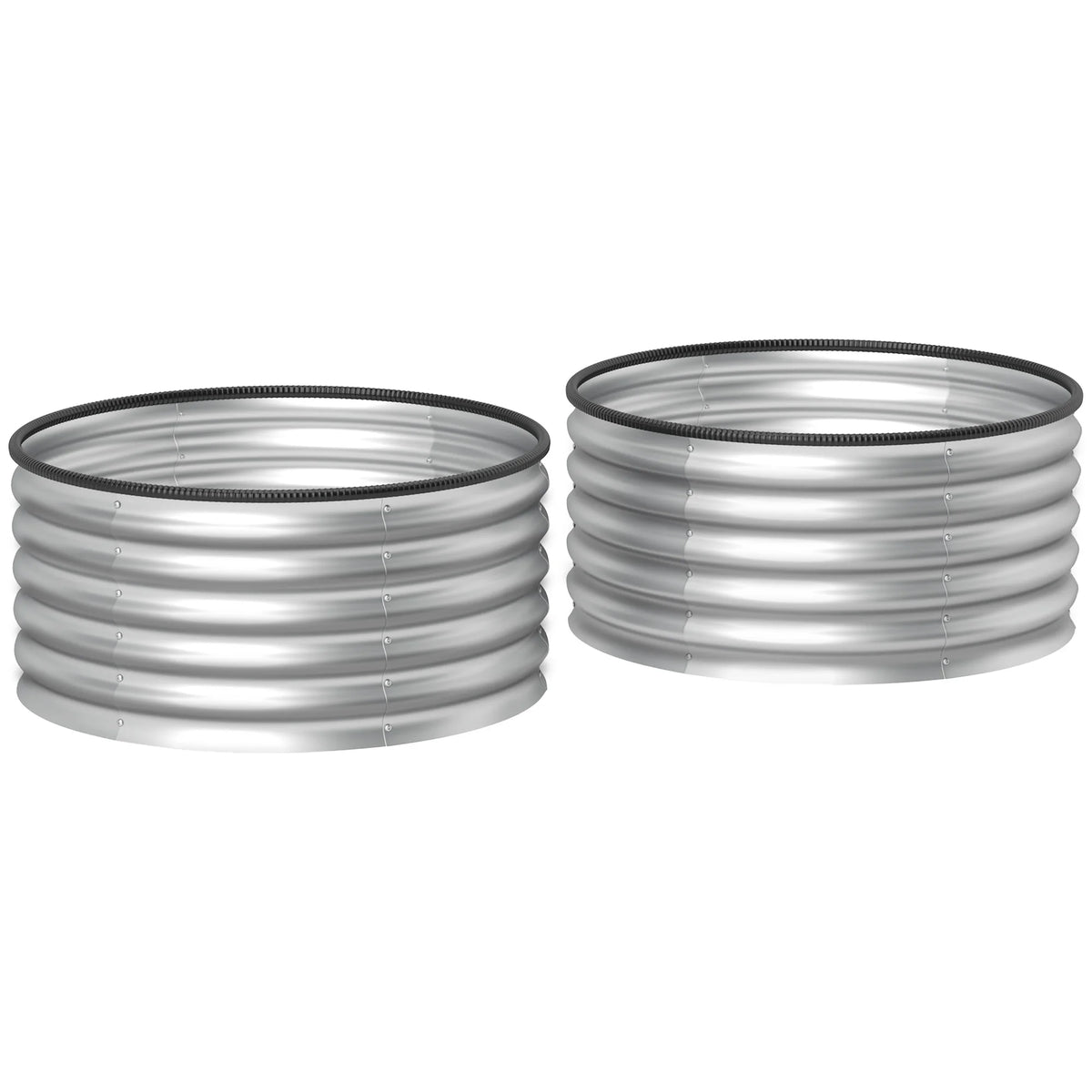 Raised Garden Bed, Set of 2 Galvanized Planter Box, Silver