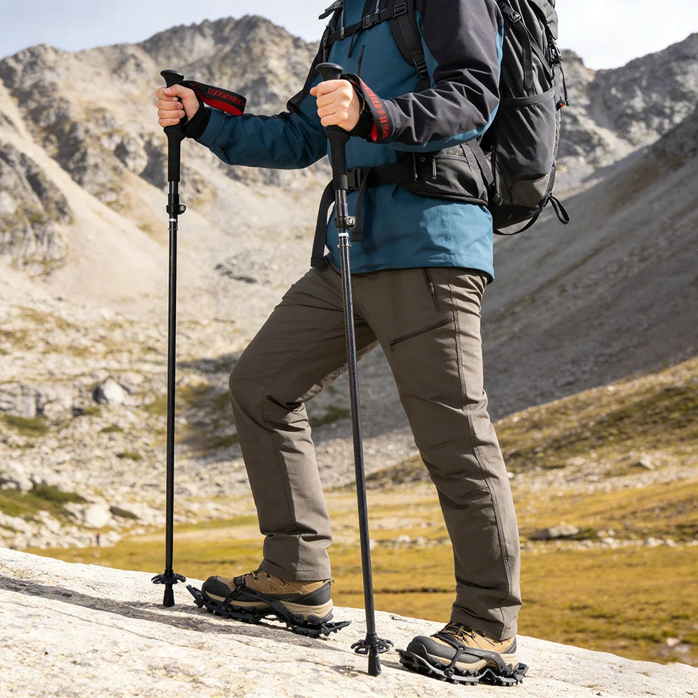 OKHEALING Ultralight Carbon Fiber Trekking Poles Telescopic Folding