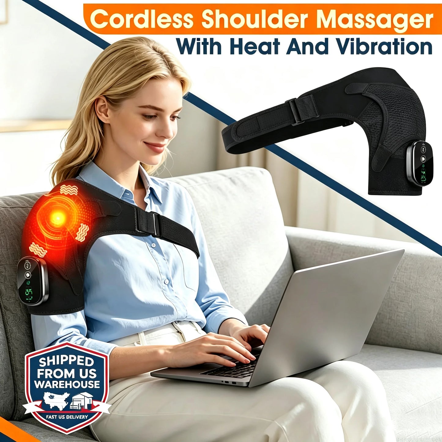 Electric Shoulder Massage Machine Heated Vibration Back Shoulder Belt Brace Relax Shoulder Neck Muscle Massagers Health Care