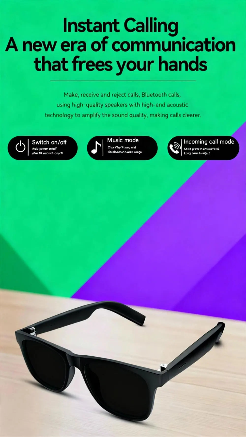 Chotog AI Smart Glasses Video Recorder Bluetooth Voice Assistant