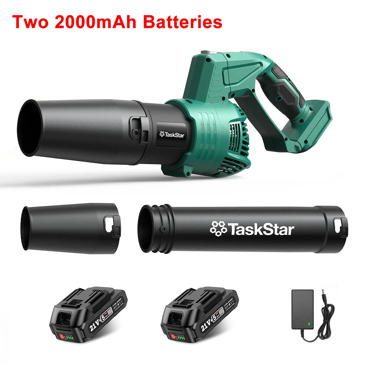 Taskstar 550CFM Cordless Leaf Blower 21V With 2 Batteries