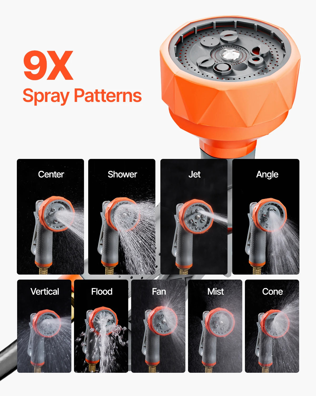 VEVOR Retractable Garden Hose Reel 5/8 Inch x 100 ft Wall Mounted Hose Reel Heavy Duty Garden Hose Reel with 9 Patterns Nozzle