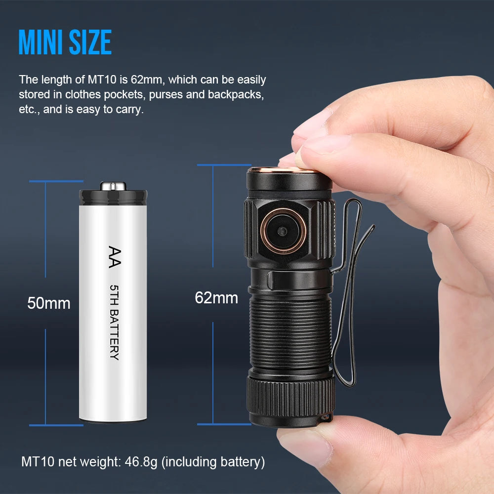 Trustfire MT10 1000 Lumens Mini Flashlight USB-C Charging Portable Rechargeable Lamp 16340 Torch with Magnet Fishing Accessories