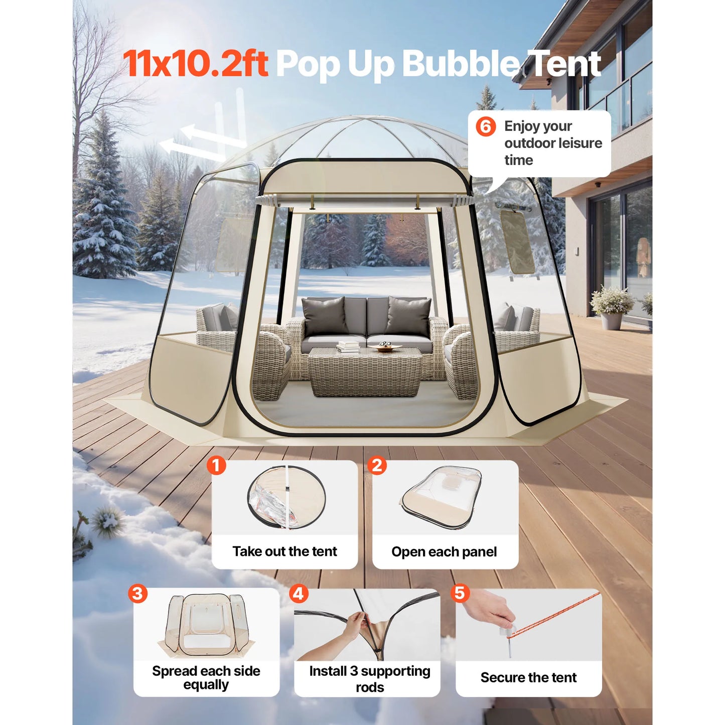 SucceBuy Pop Up Bubble Tent Waterproof UVResistant Clear Camping Shelter