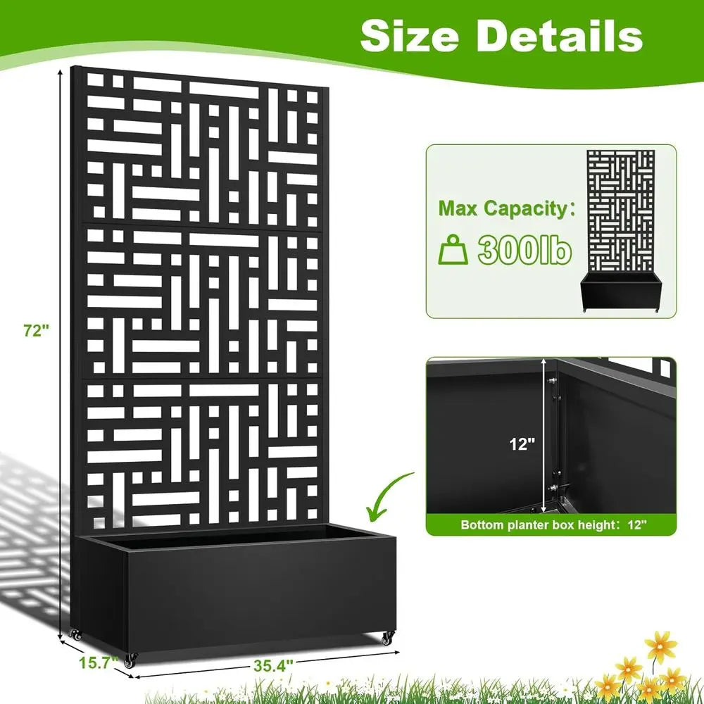Metal Planter Box Trellis Raised Garden Bed Drainage Holes