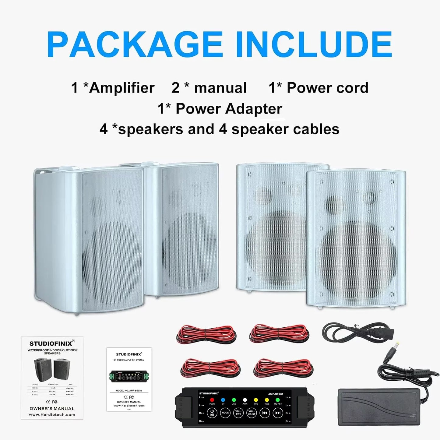 STUDIOFINIX Outdoor Bluetooth Speaker 800W Waterproof Wall Mount Loudspeaker