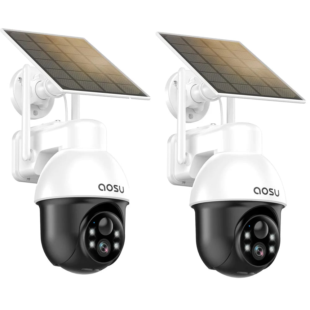 AOSU 3MP PTZ Solar Security Camera Built In Battery AI Motion Detection