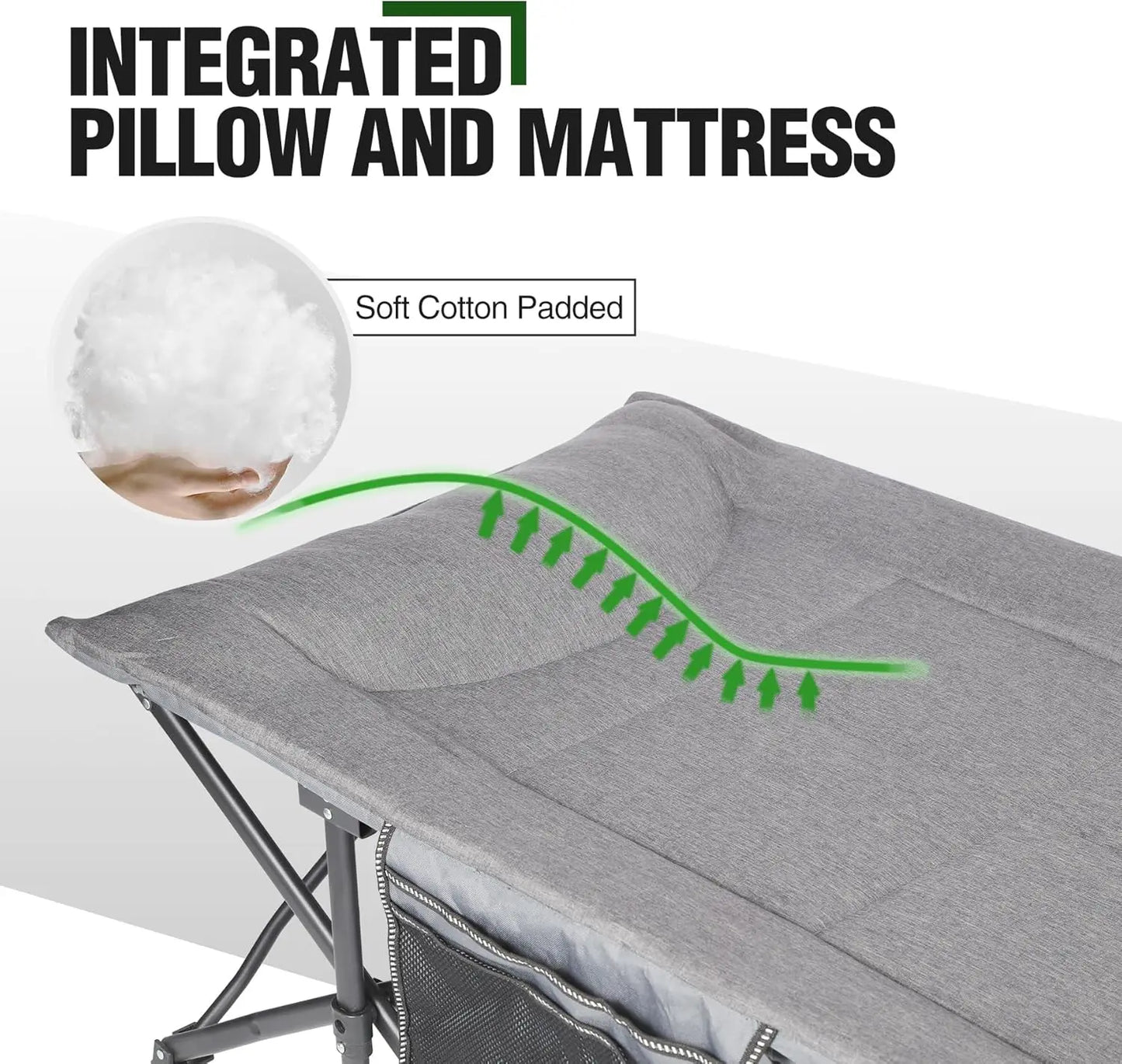 Extra Wide Two Person Camping Cot Heavy Duty With Pillow