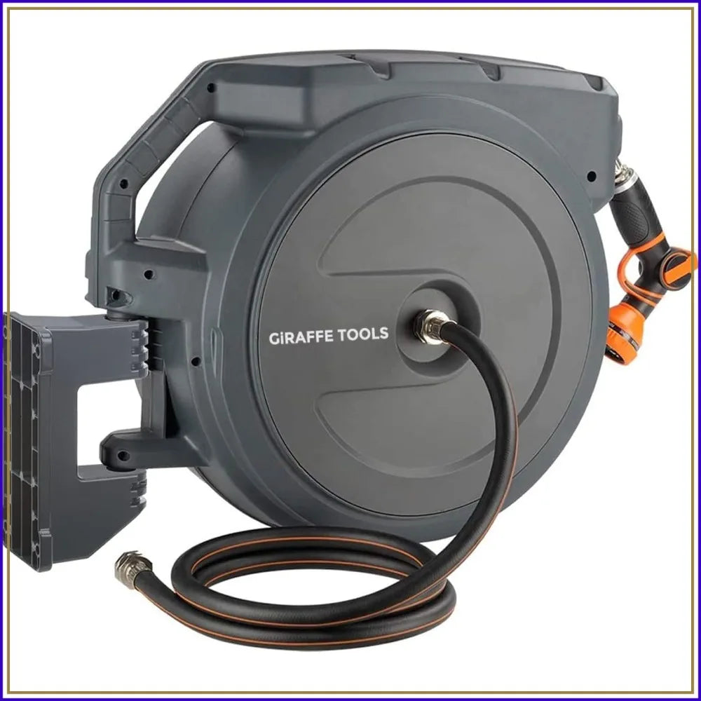 Retractable Garden Hose Reel Wall Mount 180 Degree Bracket Sprayer