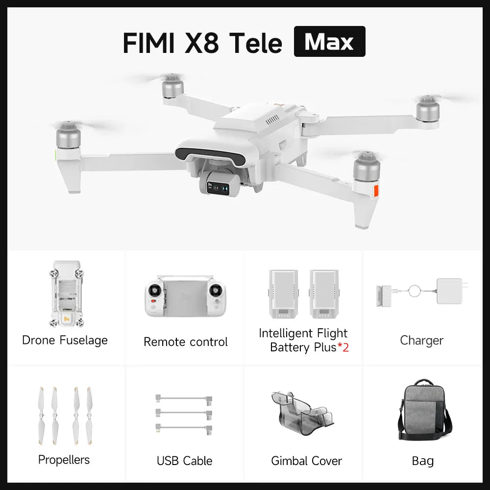 FIMI X8 Tele Max 4K Drone GPS 60FPS Three-Axis Gimbal