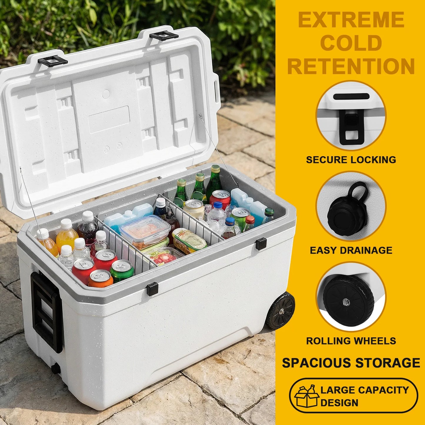 Rotomolded Hard Plastic Cooler With Wheels For Outdoor Camping Insulated