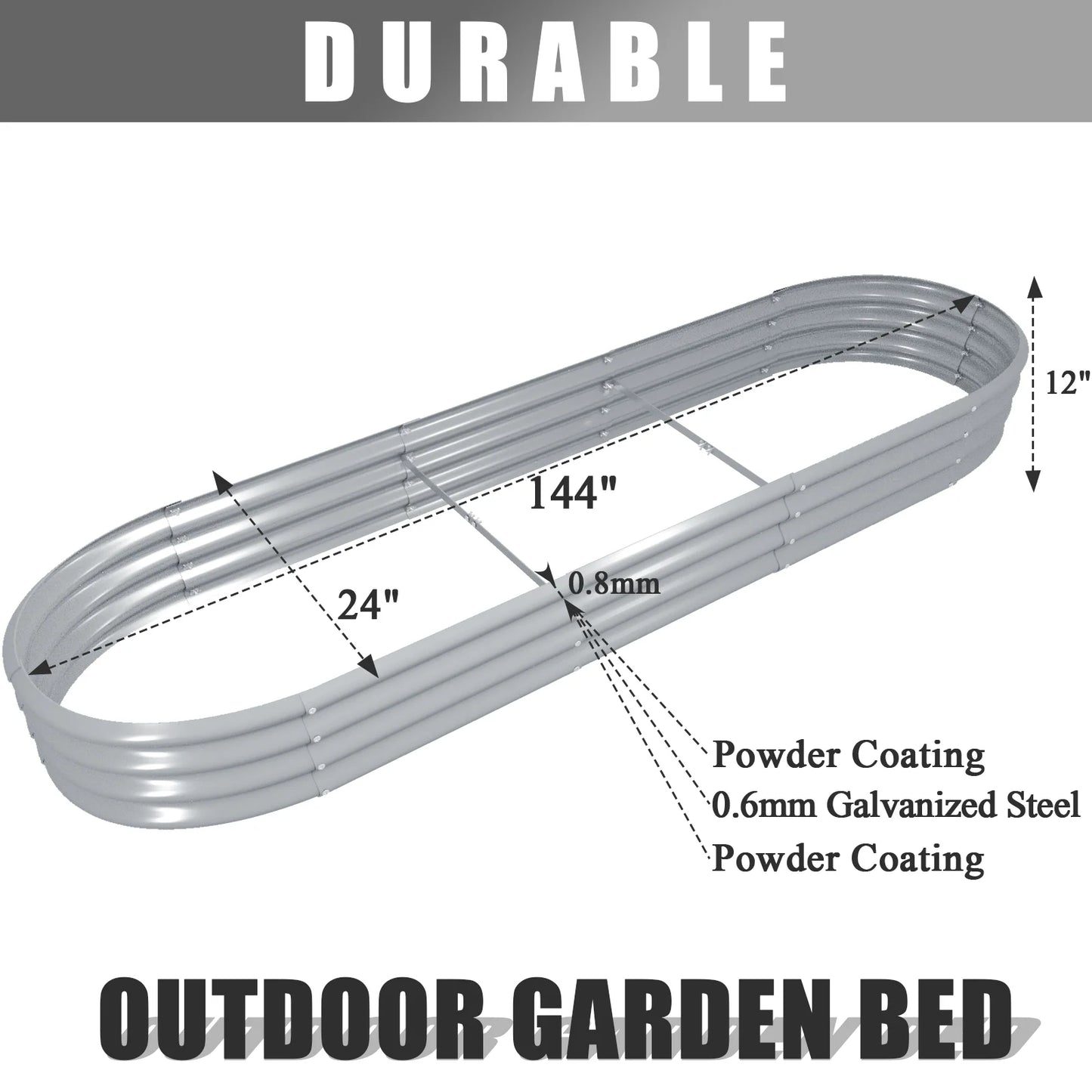 Tramull Galvanized Raised Garden Bed Outdoor Planter For Vegetables