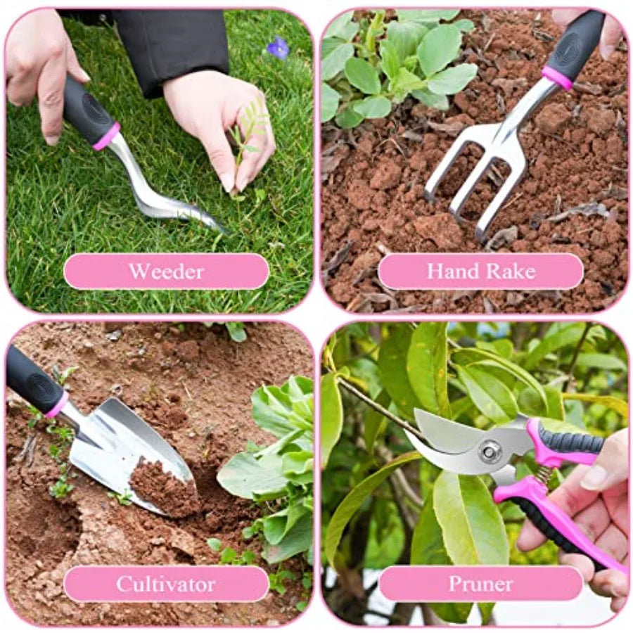 24-Piece Garden Tool Set With Detachable Storage Bag And Weeder