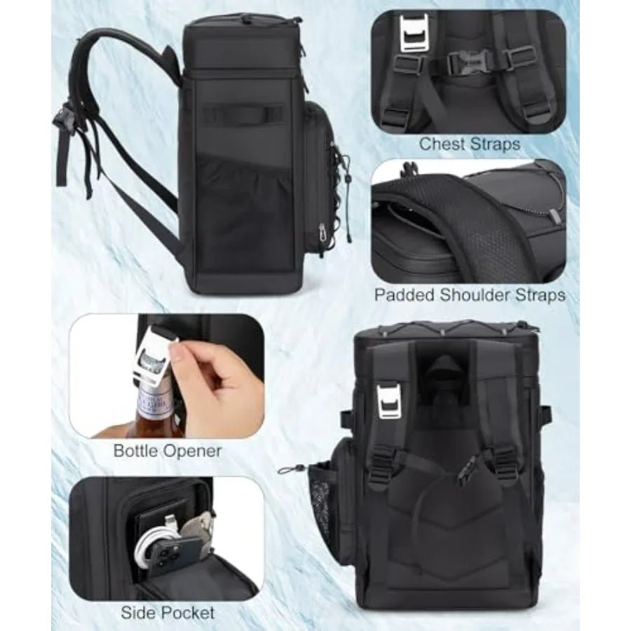 Insulated Cooler Backpack For Camping And Travel With Leakproof Compartments