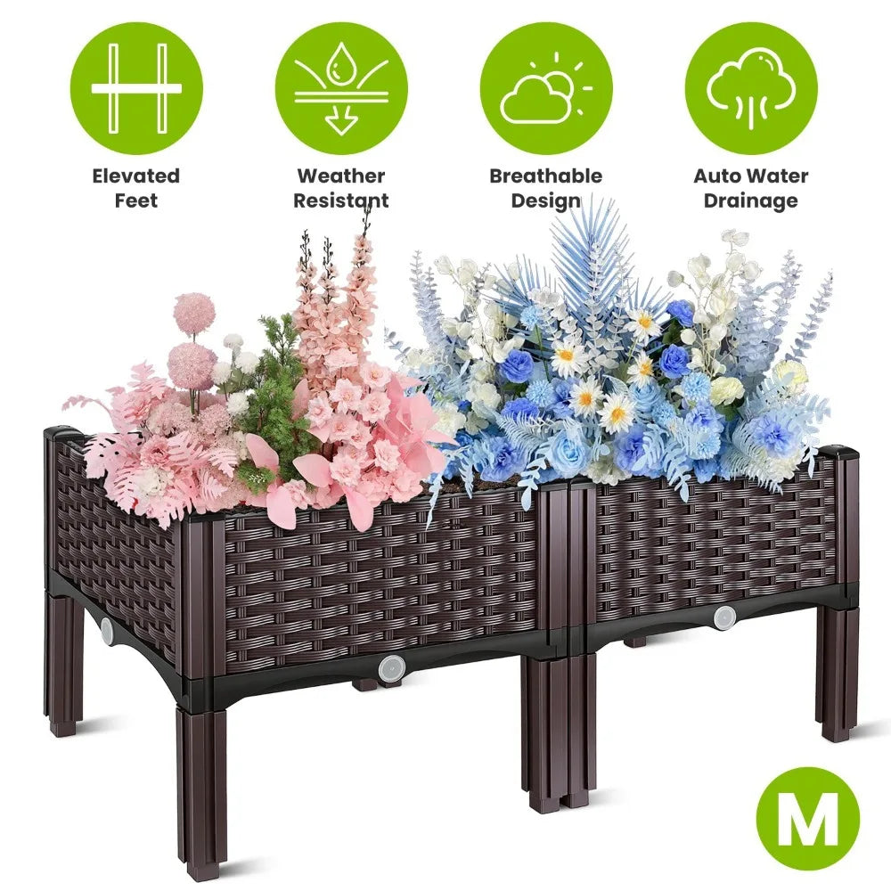 Raised Garden Bed Planter With Self Watering Elevated Design Outdoor