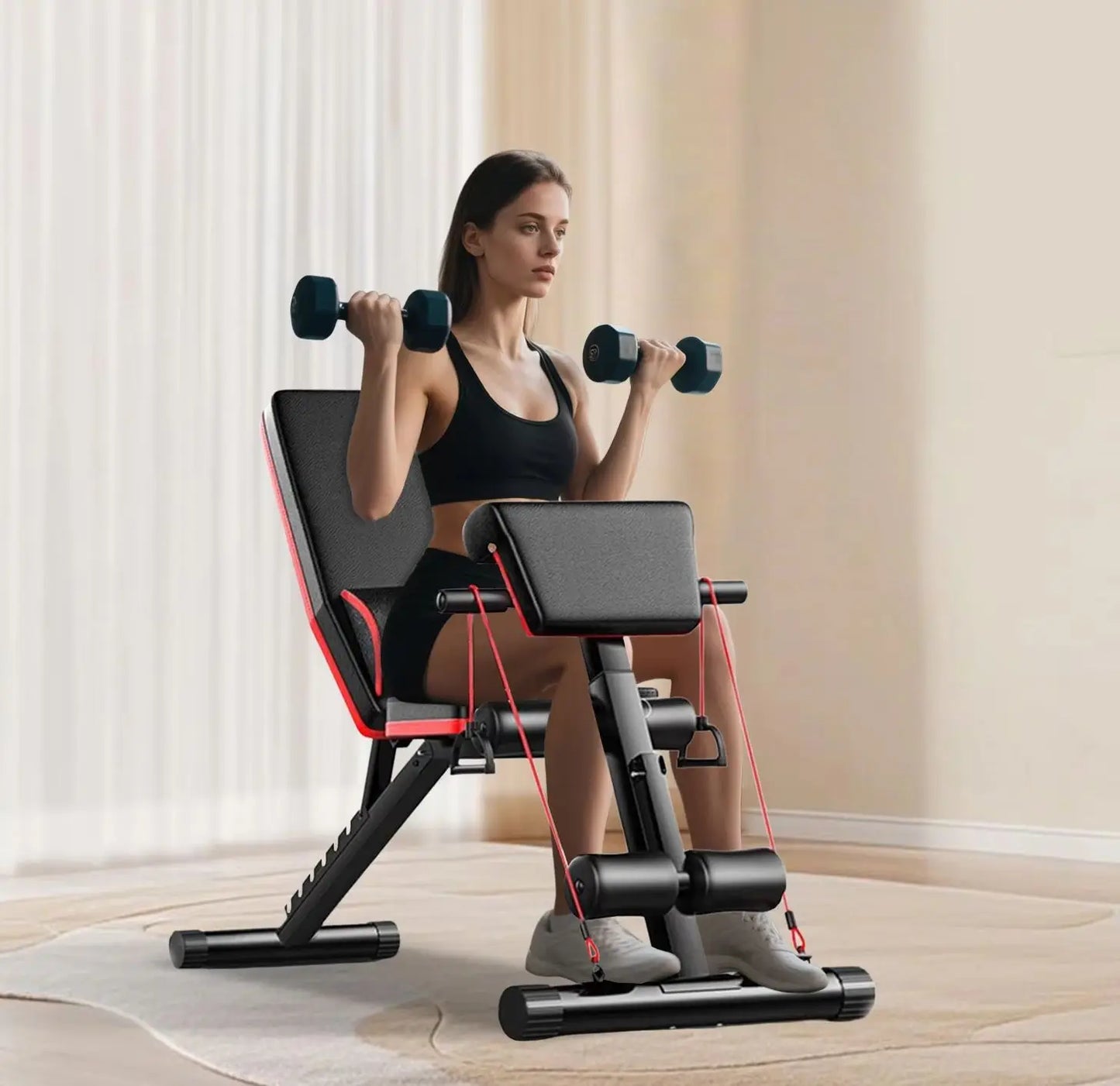 Foldable Weight Bench With Adjustable Height For Home Gym