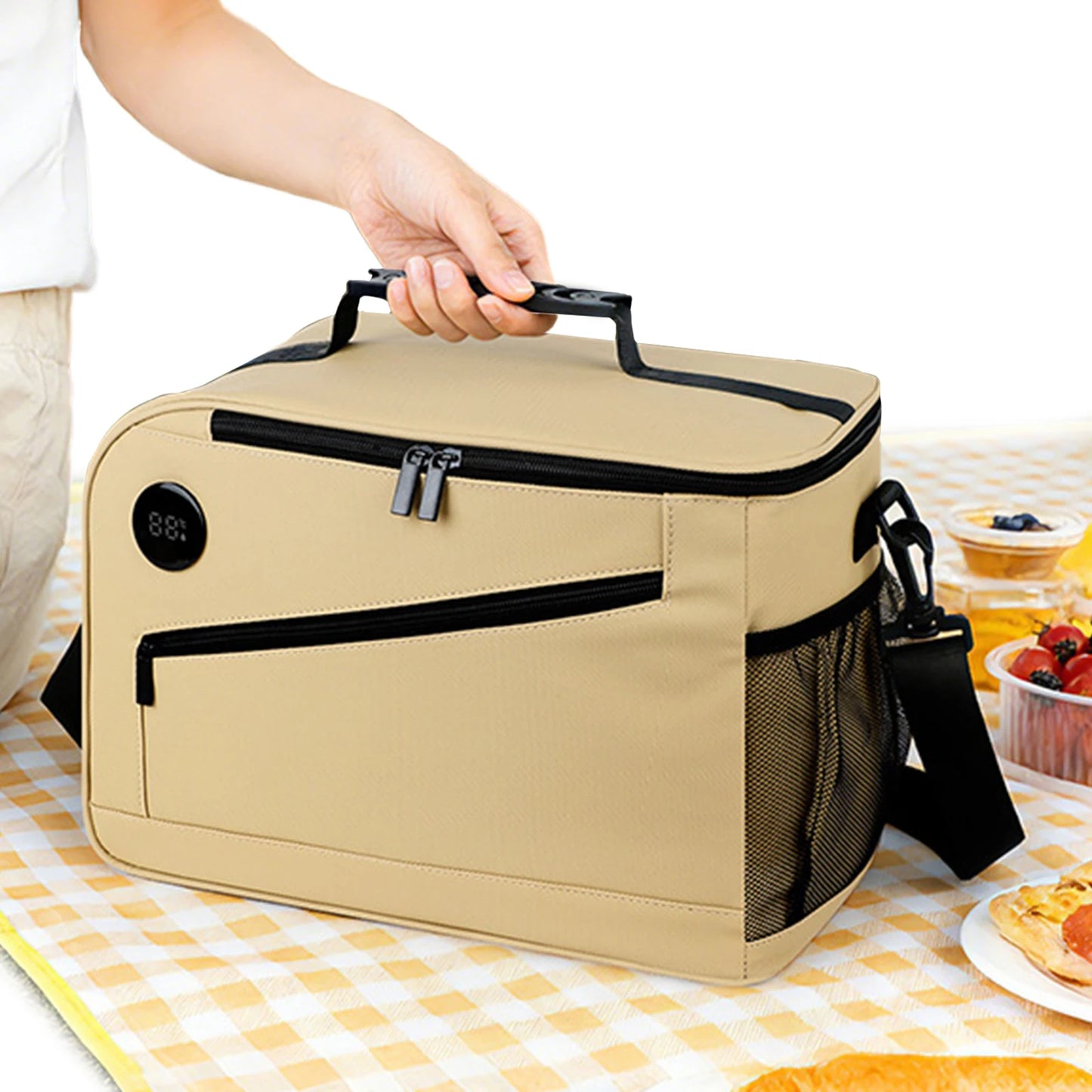 ALIILEE Cooler Bag With Temperature Display Insulated Lunch Tote