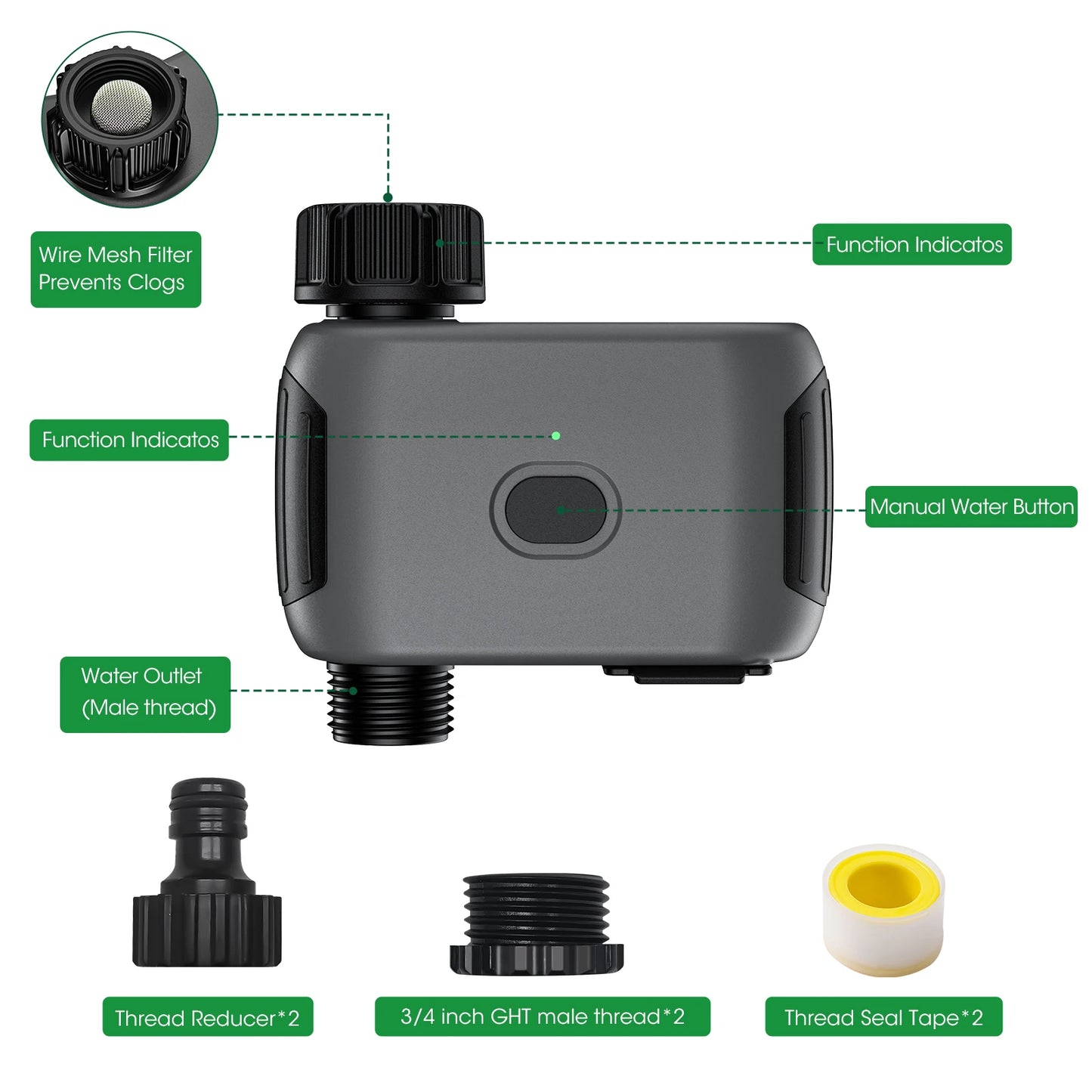 INSOMA Smart WiFi Garden Water Timer For Lawn Sprinkler