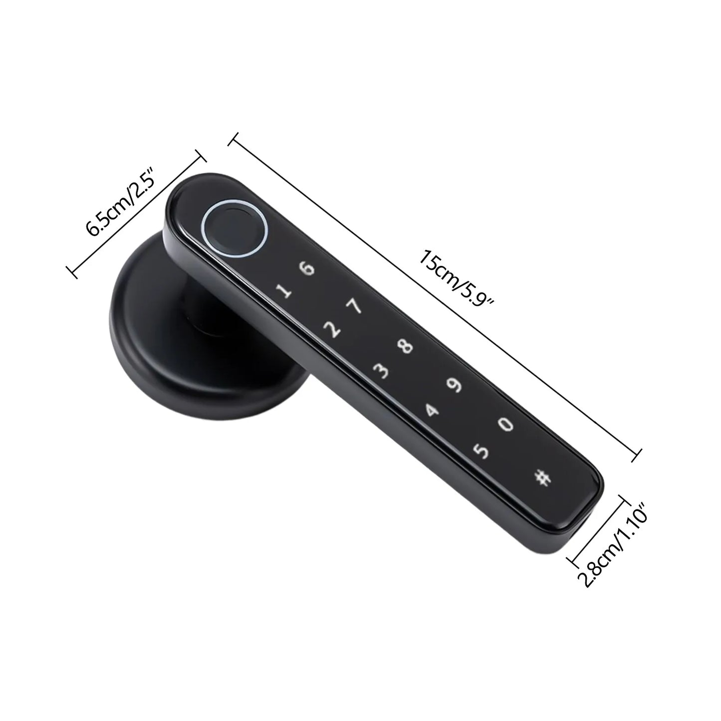 Black Fingerprint Smart Door Lock Biometric Access with Multi-Function Handle