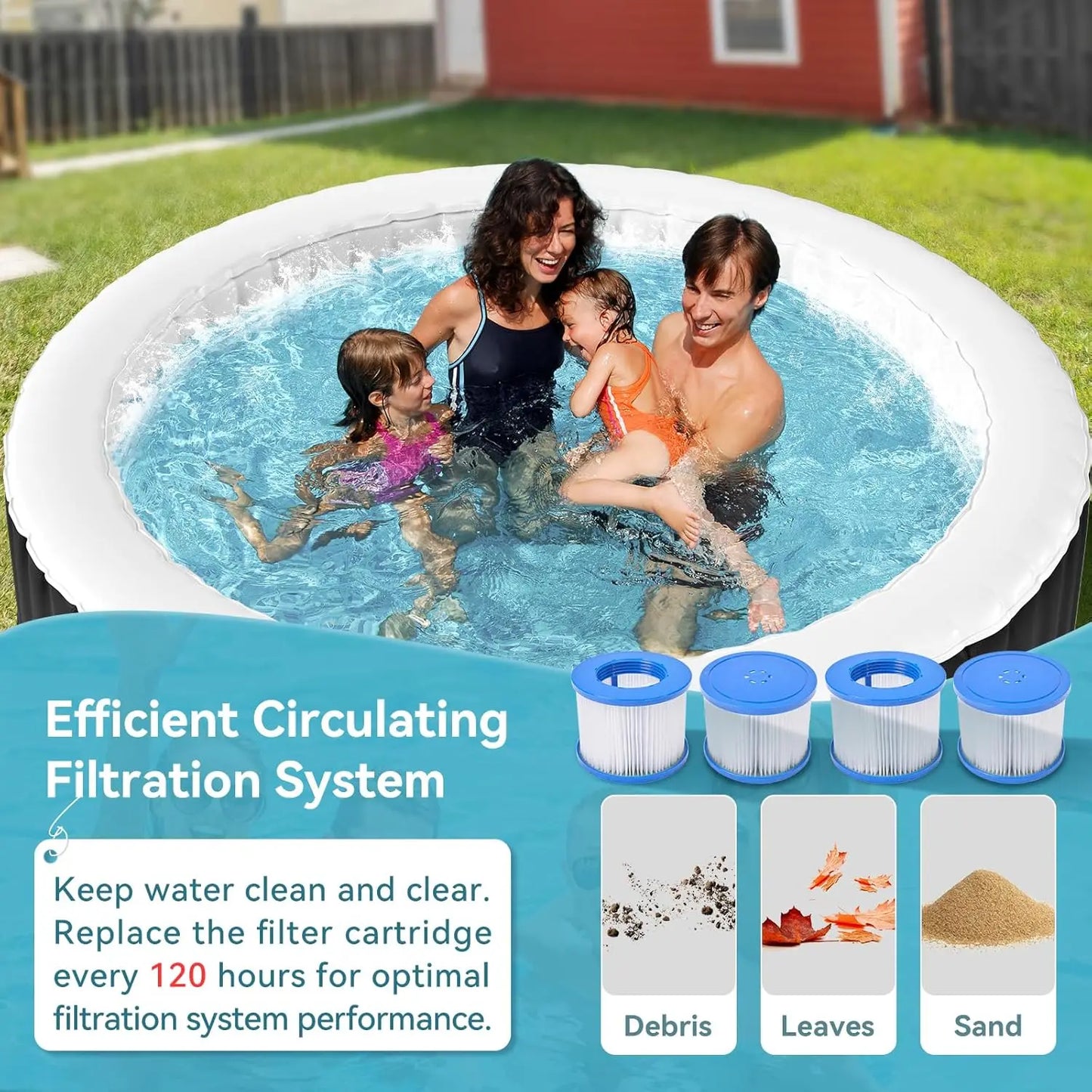 Inflatable Hot Tub With LED Lights Portable Spa For Outdoors
