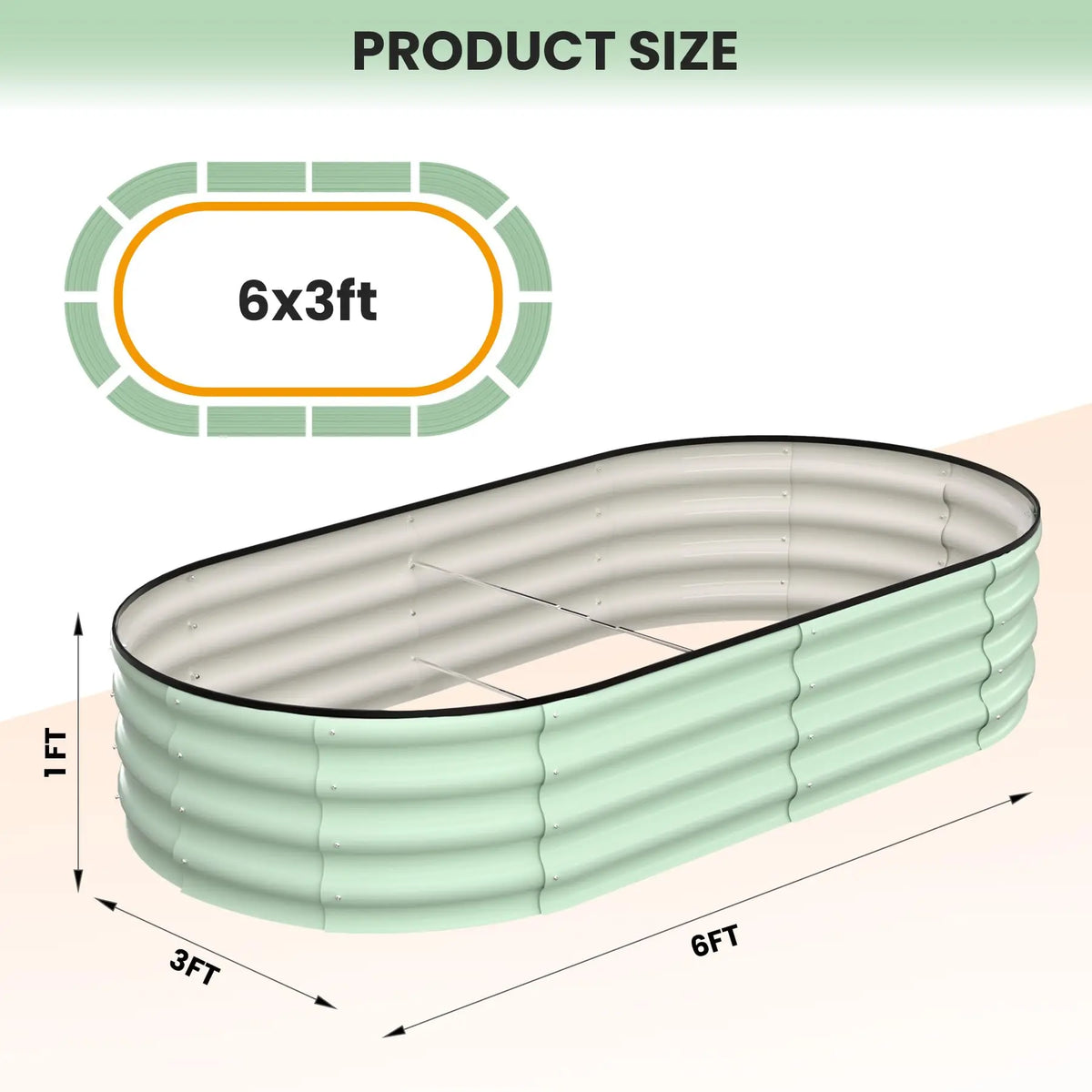 2-Pack Oval Galvanized Steel Raised Garden Bed Open Base Safety Edge Metal Planter Box Raised Beds for Vegetables Flowers Herbs