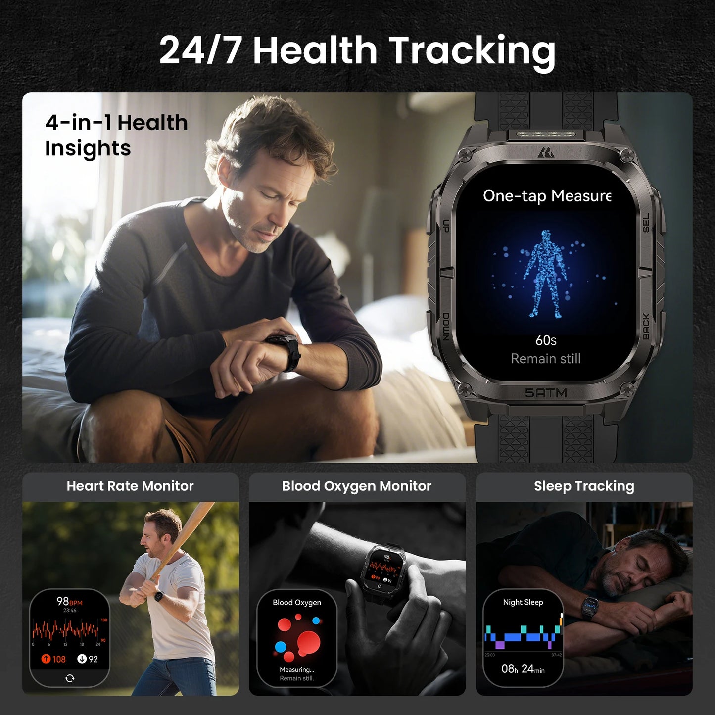 Kospe Tank M4C GPS Smartwatch MIL-STD-810H 5ATM Waterproof