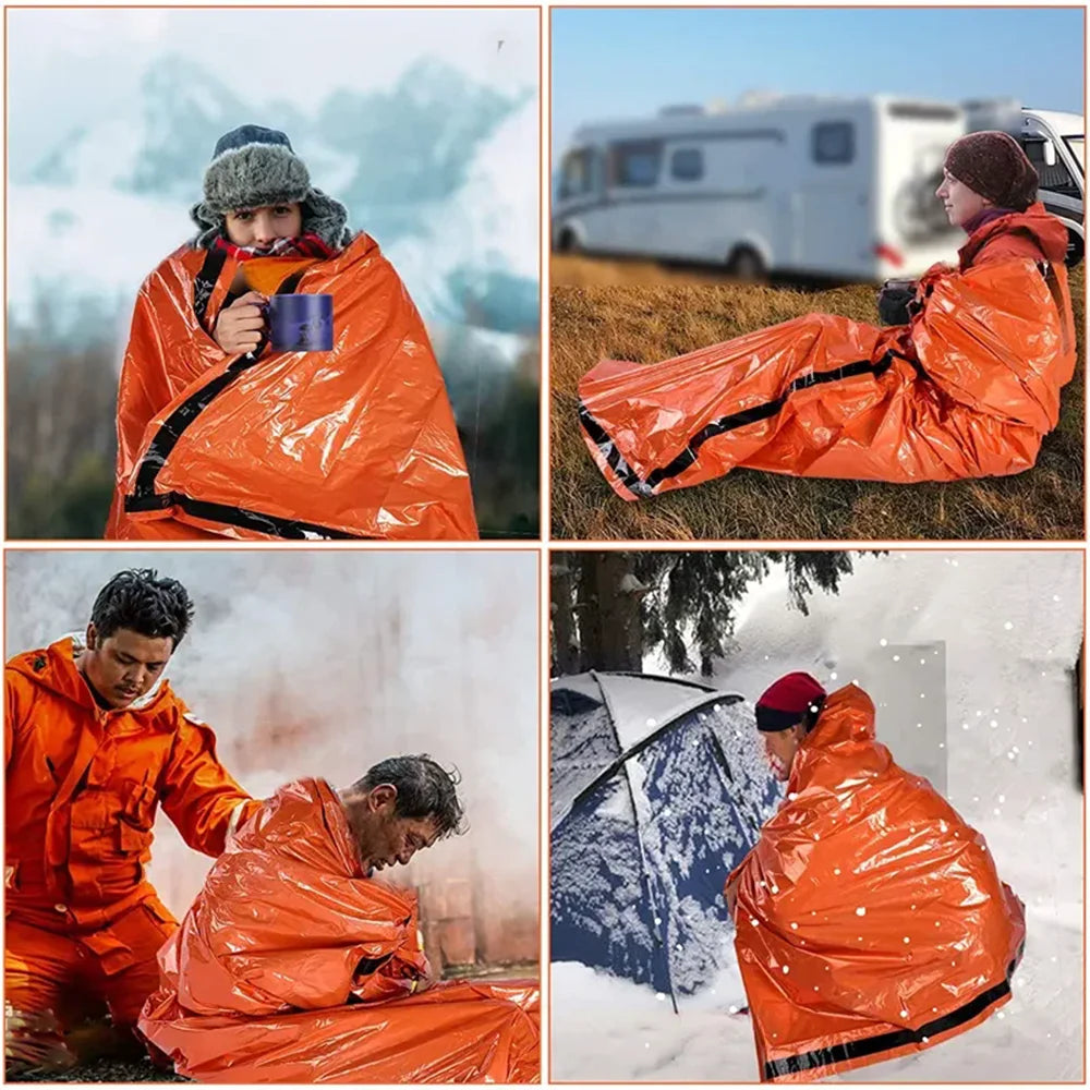 Two Pack Emergency Sleeping Bags Thermal Blanket Waterproof Outdoor Survival