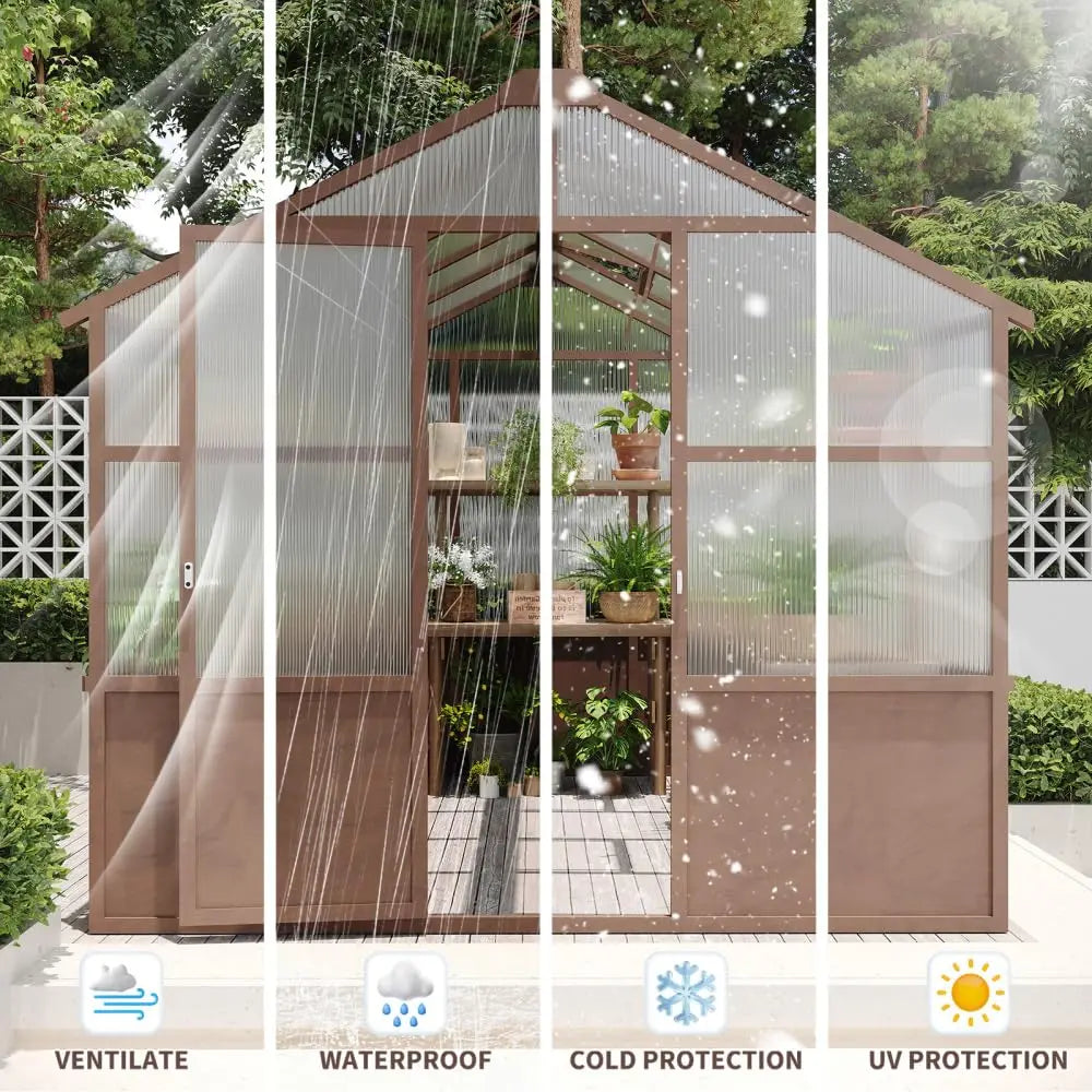 Walk-in Greenhouse Kit With Natural Cedar Frame And Polycarbonate Panels