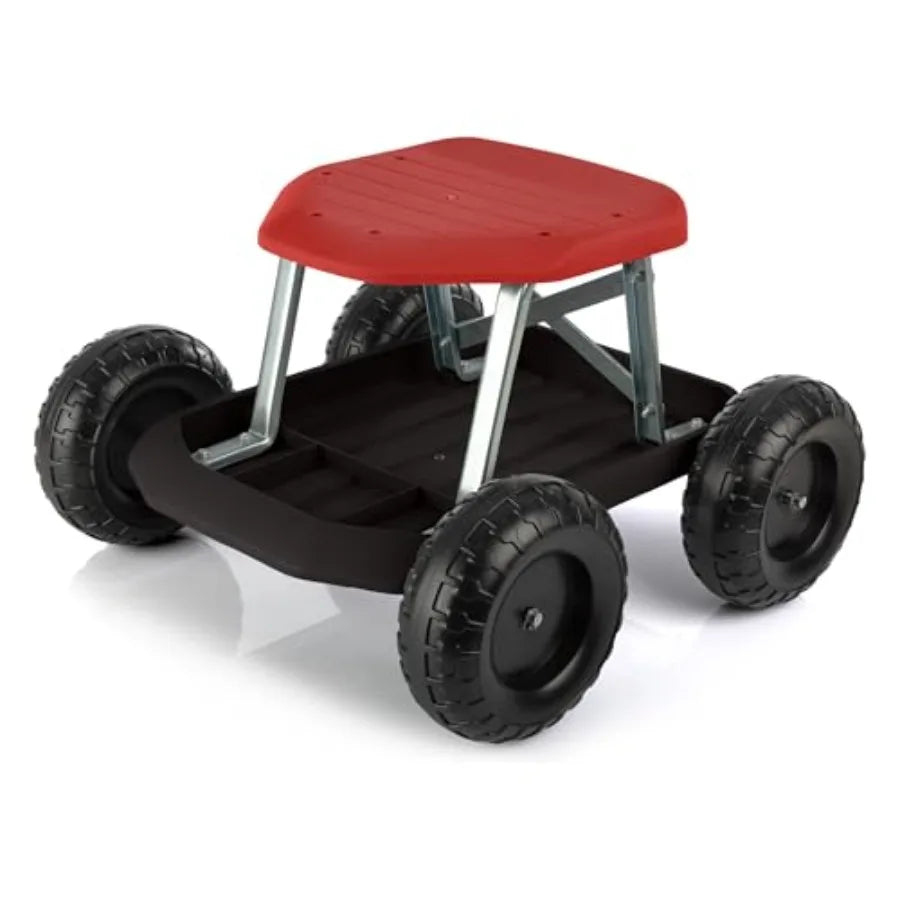 Gardening Stool Rolling Garden Seat With Wheels And Tool Tray