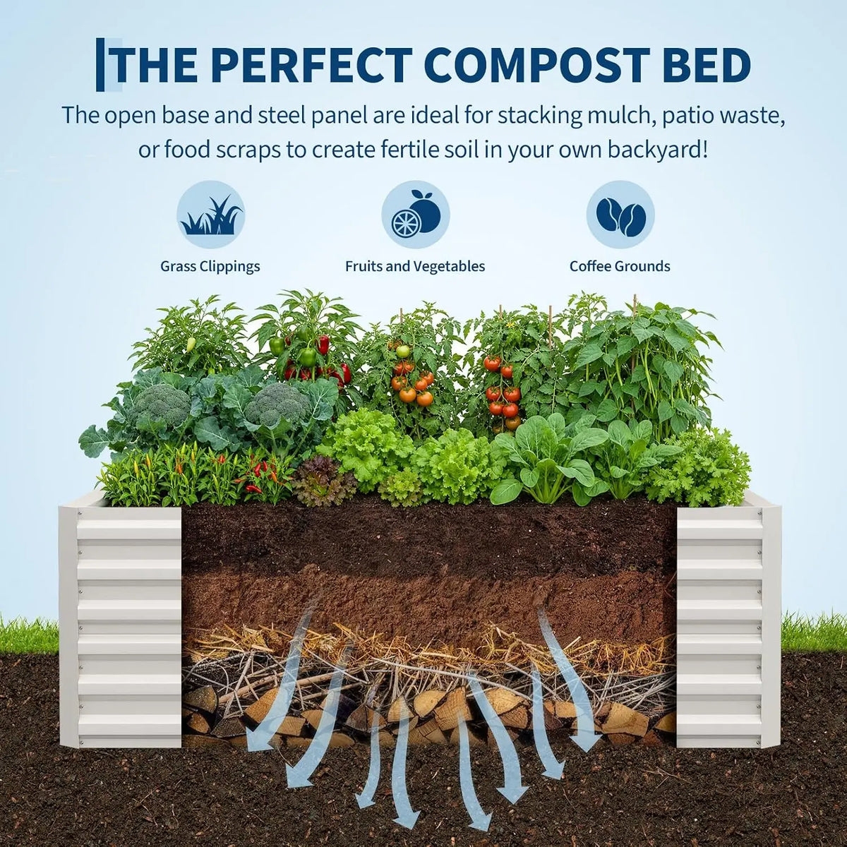 Tacleekii 6x3x2ft Galvanized Raised Garden Bed, Outdoor Metal Planter Box | 0.5mm Thick Steel Raised Garden Kit, 24in Deep. For Vegetables, Herbs & Flowers. Rust-resistant