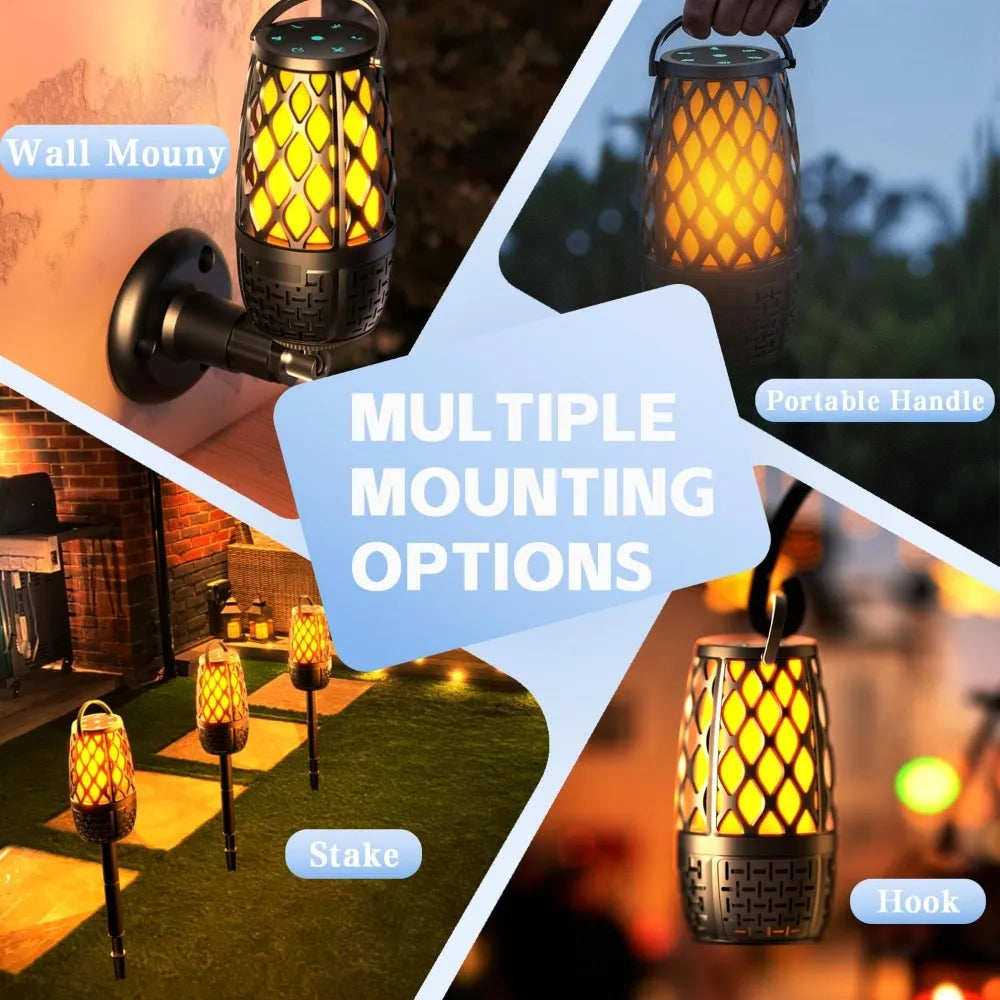 Outdoor Bluetooth Speakers with Flame Lights, IP65 Waterproof, HD Stereo Sound, 100 Speaker Connection Sync - Gifts for Men, Dad