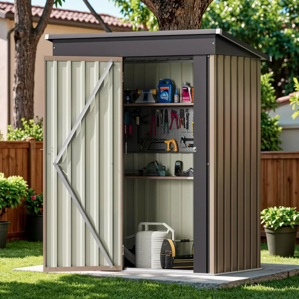 Devoko Outdoor Storage Shed Lockable Metal Garden Shed With Single Door