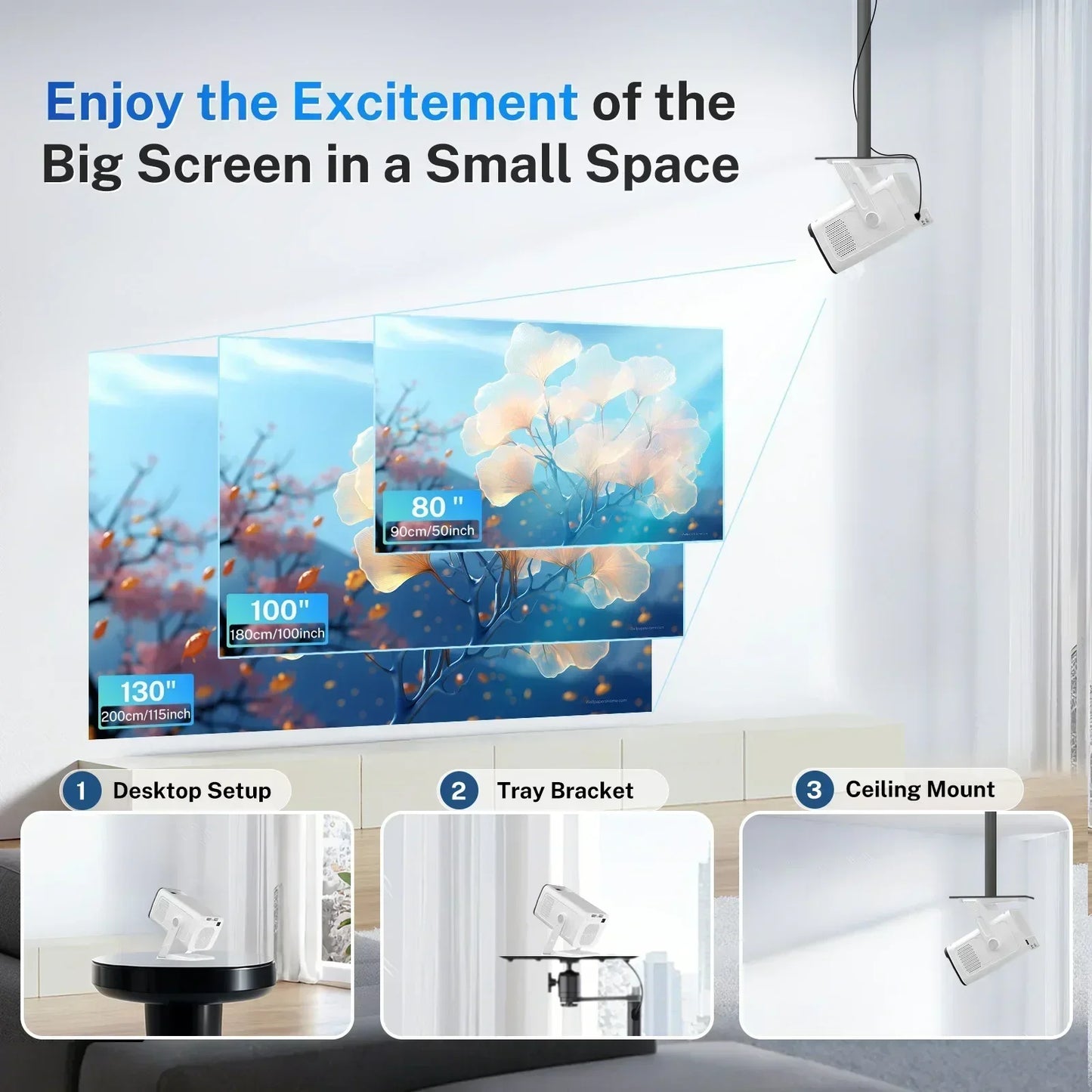 LynCast Smart Mini Projector 1080P 4K WiFi Bluetooth
