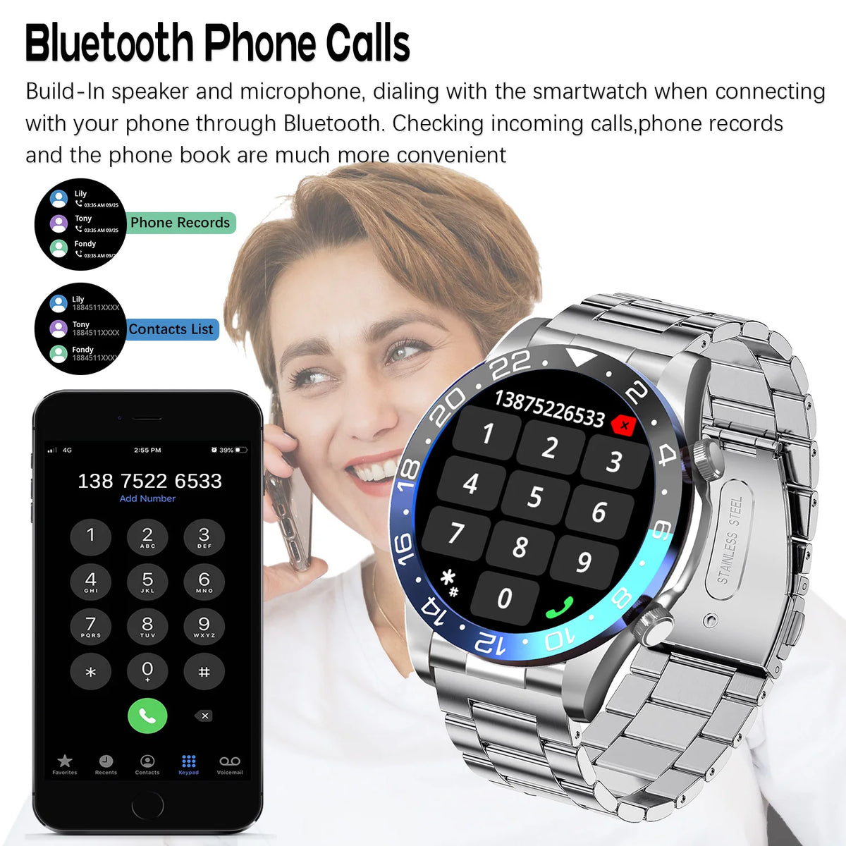 Bluetooth Calling Smart Watch Fitness Tracker Heart Rate Monitor