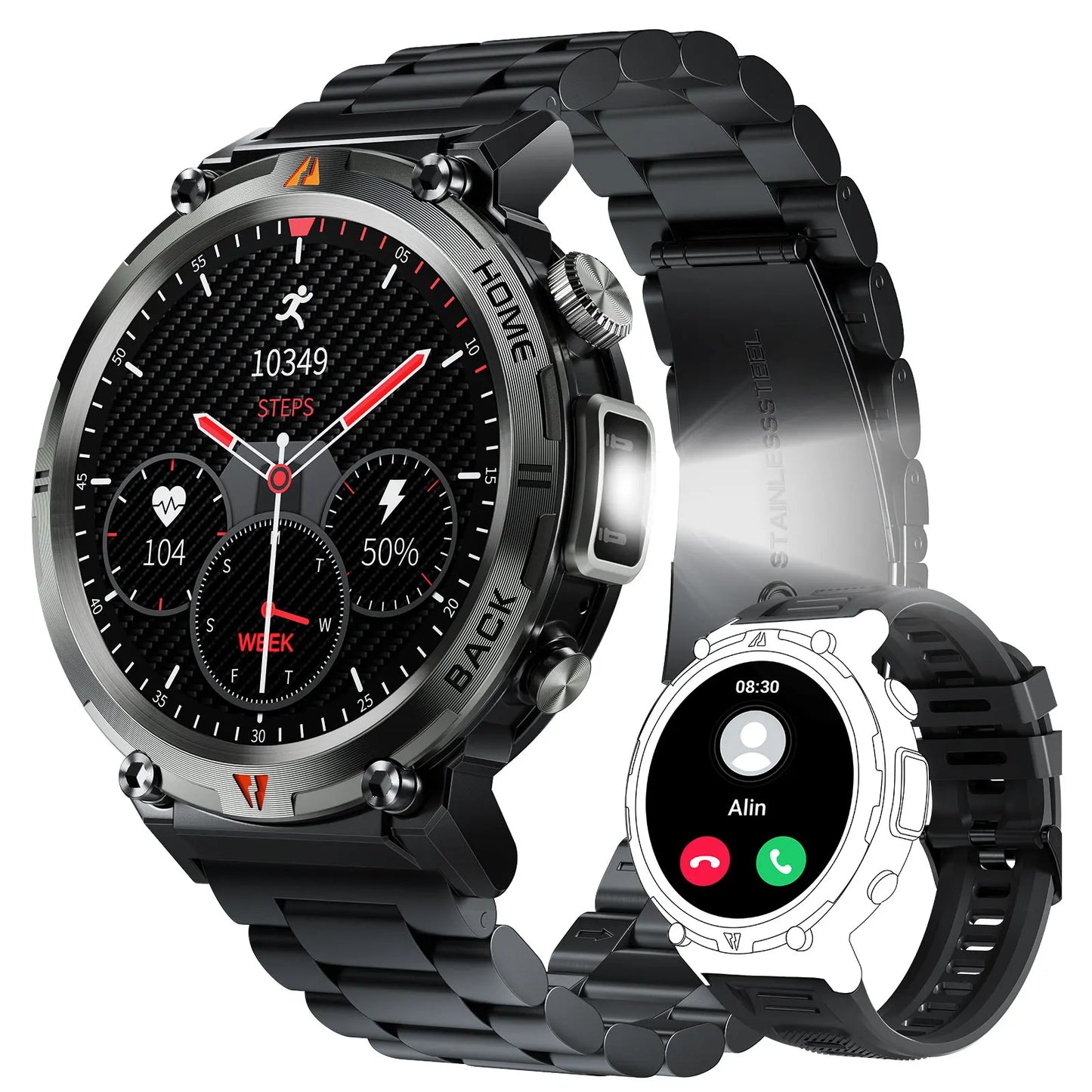 EIGIIS KE3 Smartwatch For Men Health Monitor Heart Rate Bluetooth