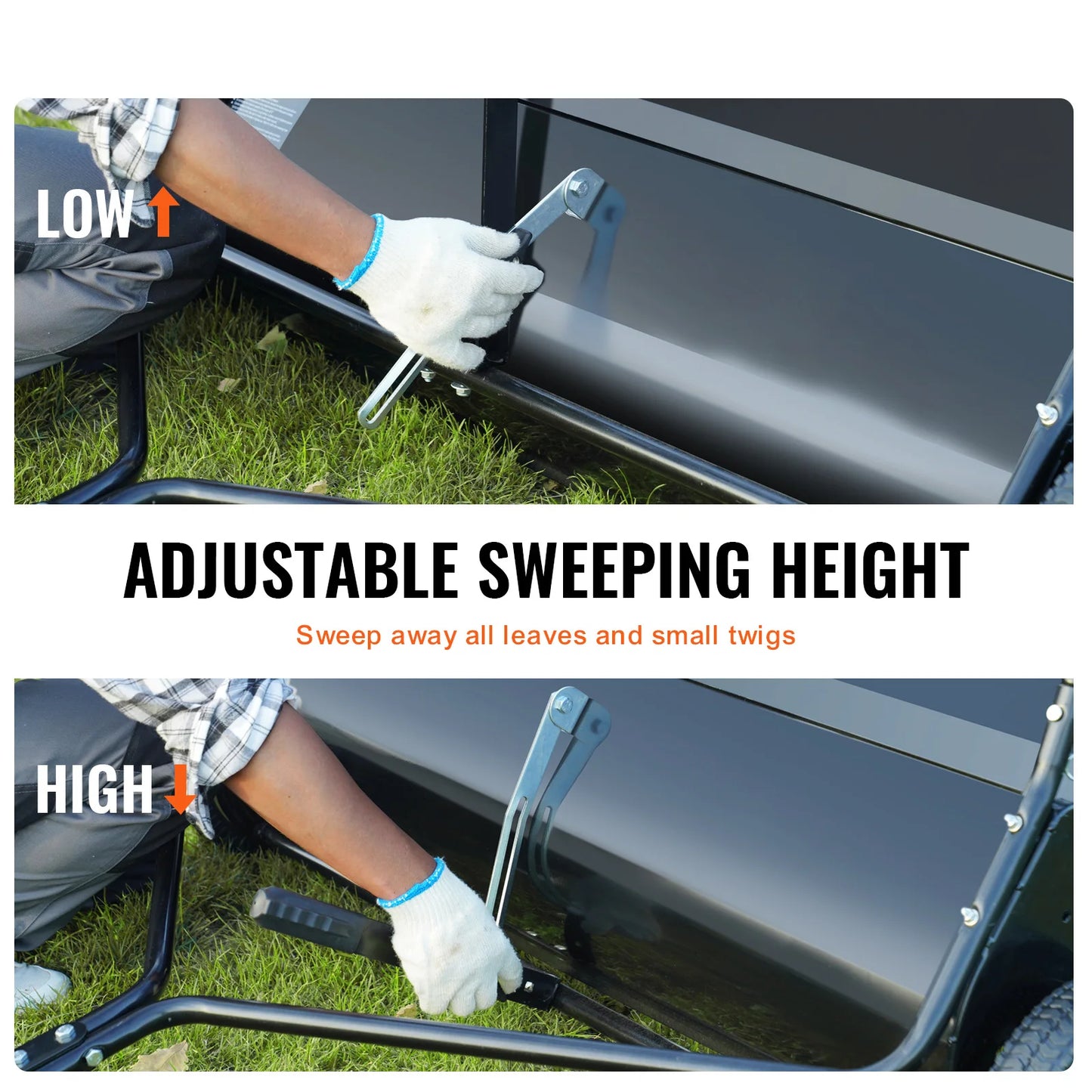SucceBuy Tow Behind Lawn Sweeper Large Capacity Leaf And Grass