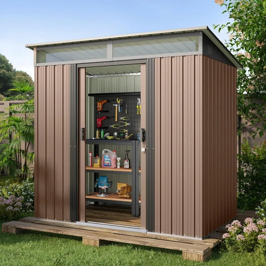 Metal Garden Storage Shed With Sliding Lockable Doors