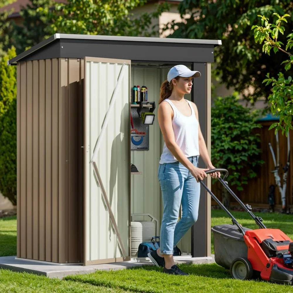 Devoko Outdoor Storage Shed Lockable Metal Garden Shed With Single Door