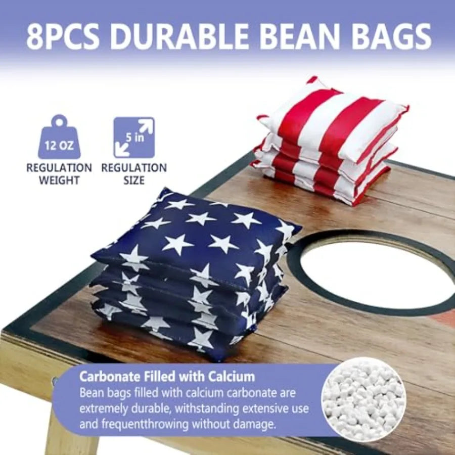 Cornhole Board Set With 8 Bean Bags Solid Wood Boards